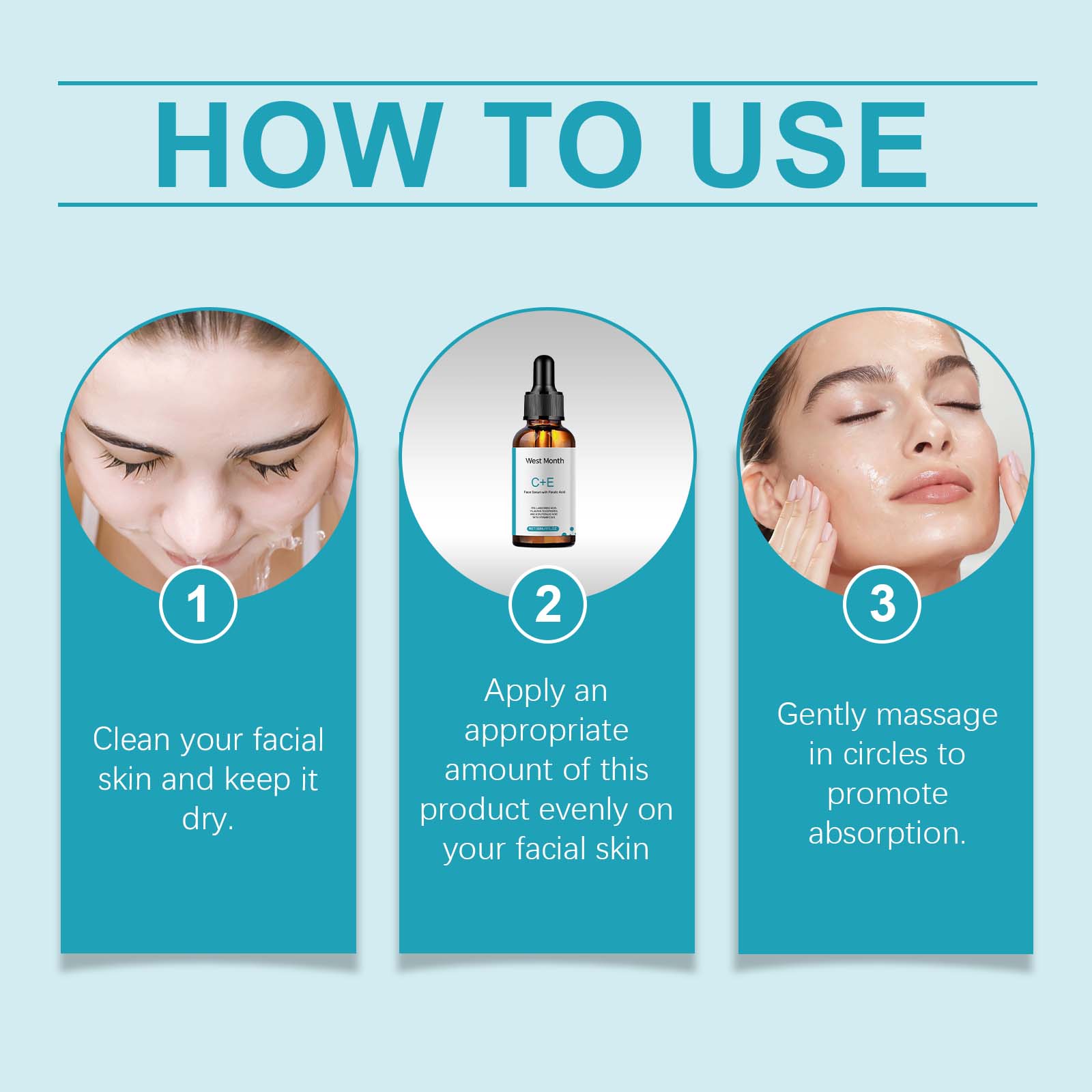 West&Month Vitamin C Facial Serum, Moisturizing, Moisturizing, Brightening And Revitalizing Skin Care