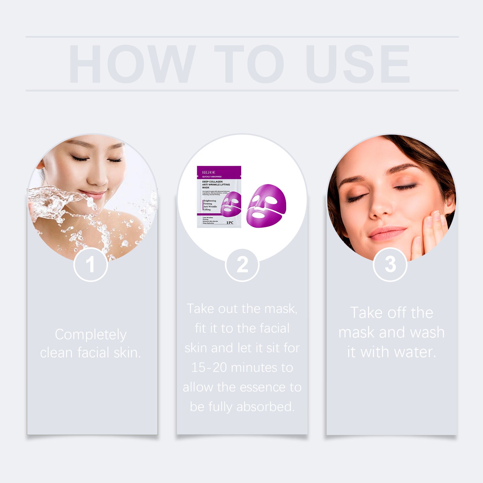 EELHOE Collagen Hydrating Mask (Bag) Gently Cares For Facial Skin. Hydrating And Moisturizing Care Mask